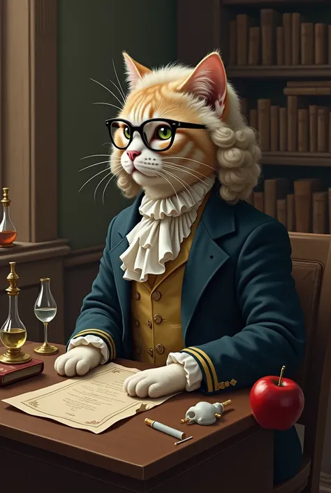 Historical figure　Isaac Newton　Cat anthropomorphization