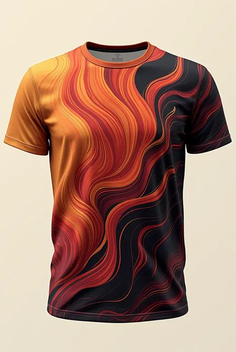  an image of a t-shirt from the front and back with wine red as its base colors, light brown, black and gold and they are interspersed like the feathers of a phoenix not with a phoenix in front and without flowers or anything like that between the high sch...