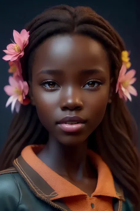 (portrait, editorial photograph)  (((( beautiful black girl )))) , adorable face, long brown curly hair, hazel eyes, by lee jeff...