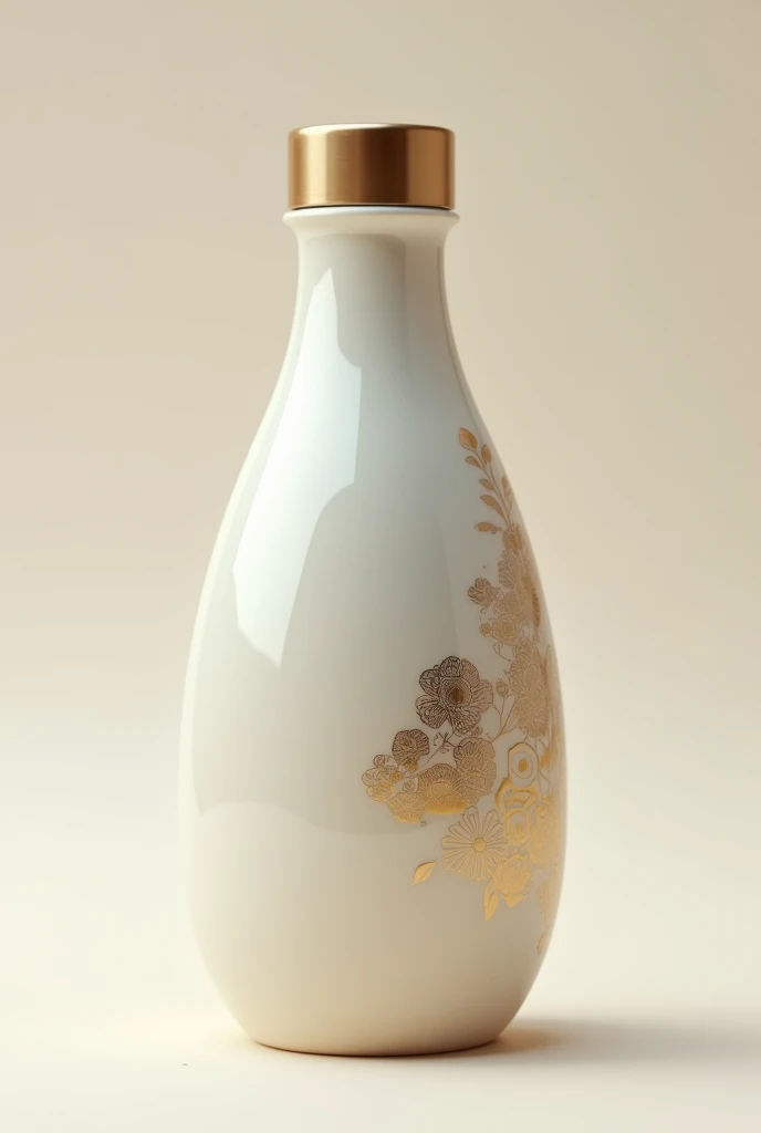 A bottle，Sports drink bottle shapes，Traditional wine jugs have rounded edges.，Round bottle，Trendy bottle design，The surface is a streamlined ceramic design，Translucent gradient milky white thin ceramic material，There is a golden Chinese medicine pattern，Tr...