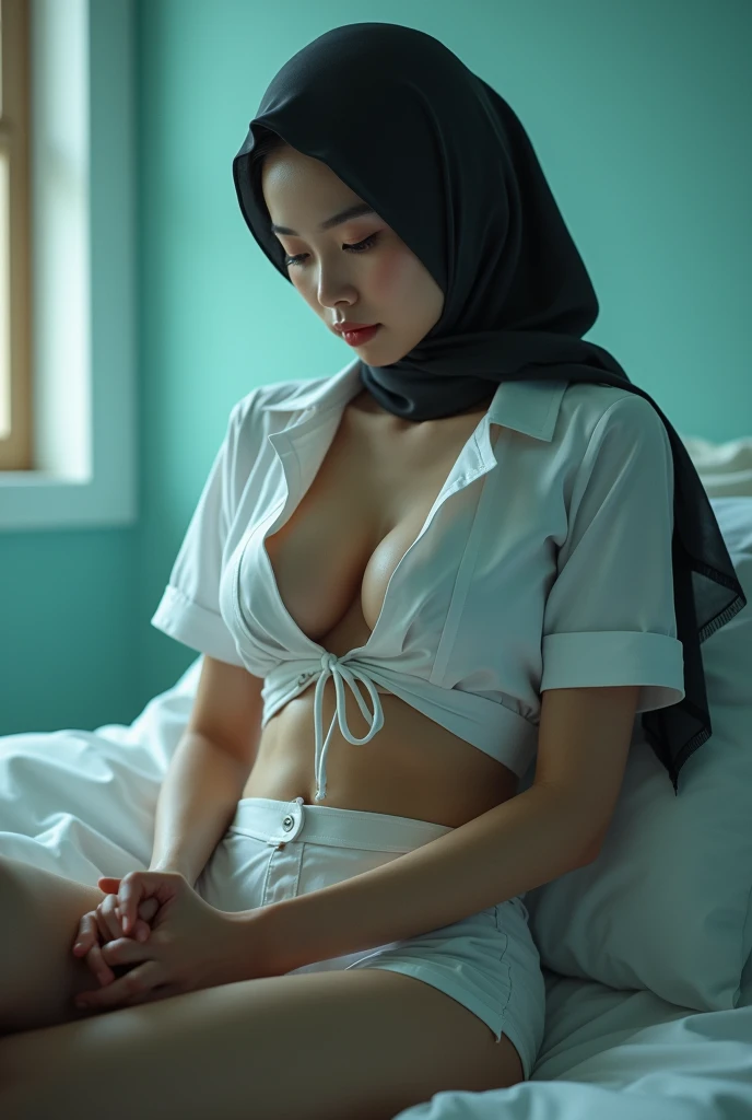 Asian girl , ชุดพยาบาล
 , sit on m&#39;leg. , Tied up ,very big breasts , Hijab Garden , Look at the underwear... ,tights ,In the hospital room, I see big breasts. ,Tight fitting ,Low angle camera ,Chest larger than waist, slim, Show smooth skin