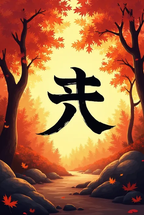 Hiroya Yamada&#39;s symbol mark(Logo Design)Write。Against a backdrop of fiery autumn leaves