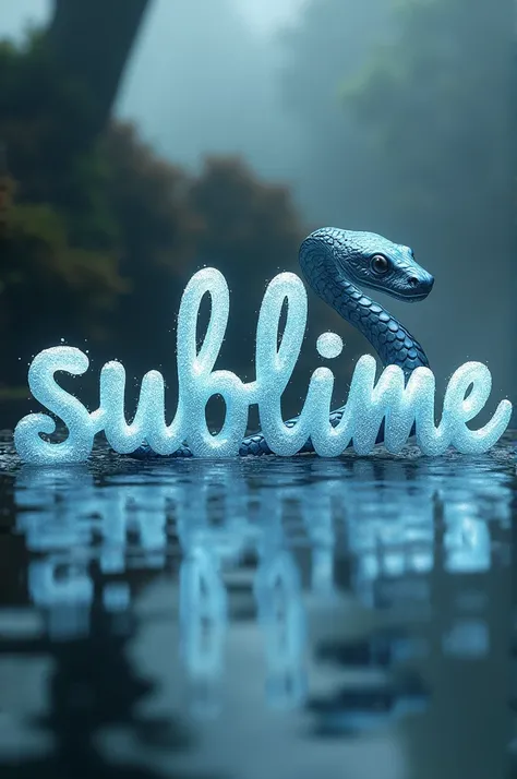 Sublime written with water and a snake behind
