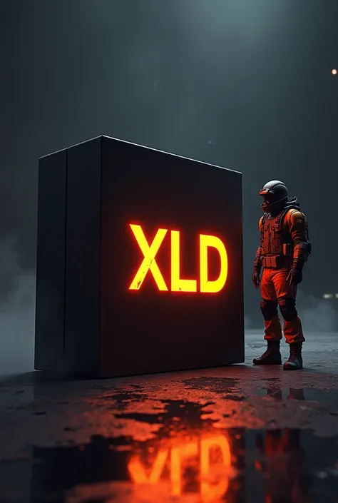 A black box with XLD written in ORANGE COLOR with a FREEFIRE CHARACTER 