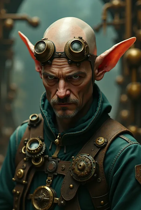 an elf very similar to Walter White, bald with steampunk aspects and with a hat like Walter White&#39;s
 