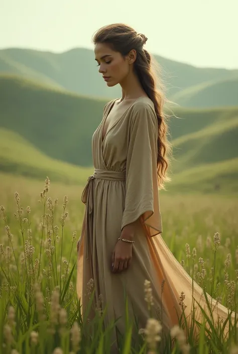 Image of a field goddess in light brown clothing