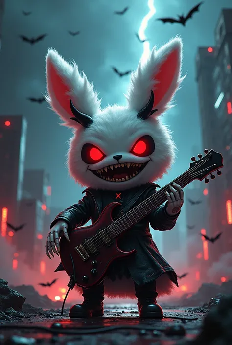 Create an image of a satanic rocker Cinnamoroll