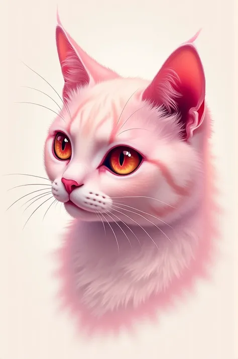 An icon of a pink fur cat head, red eyes and pointed whiskers, The cat inspires sensitivity and mysticism