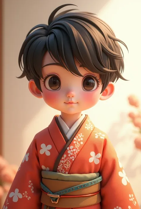 A cute boy wearing kimono