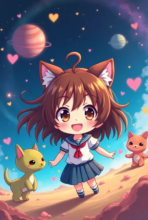 Suzumiya haruhi, colorful hearts, The most beautiful girl of all time, chibi, Space Travel, Cute Aliens