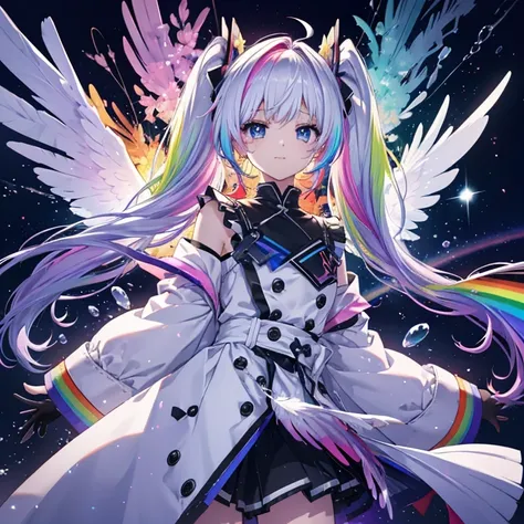 ((Archangel　Fantasy　Rainbow Hair　Dye the inside of your hair rainbow colors　Twin tails　Rainbow Eyes　starの虹彩　Has a shiny ball　Put on a coat without putting your arms through it　Wings many times larger than mine　rainbow gradient feathers　Lonely　Smiling Kindl...