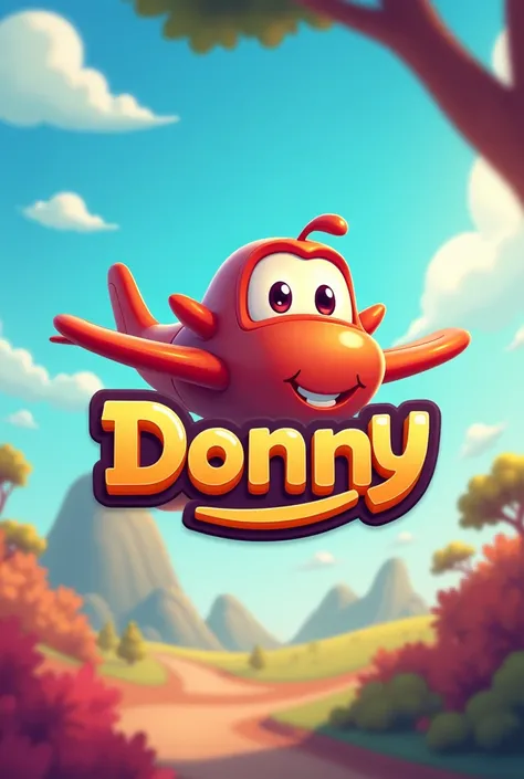 create a game logo with the AIRPLANE mascot and the words "DONNY"