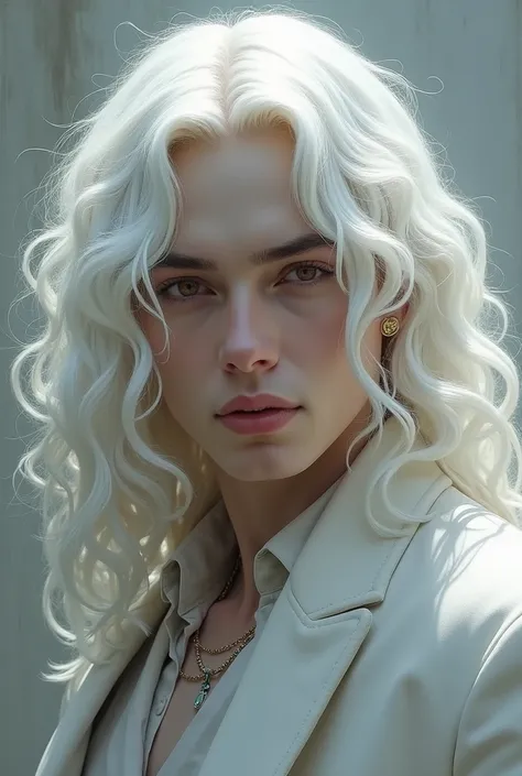 White-haired, curly long haired guy 2. Pale, brown eyes and thin