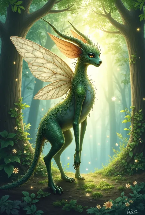 Create a magical forest creature in drawing style