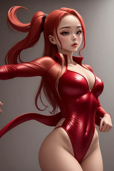 Sexy red gymnastics leotard bunny suit