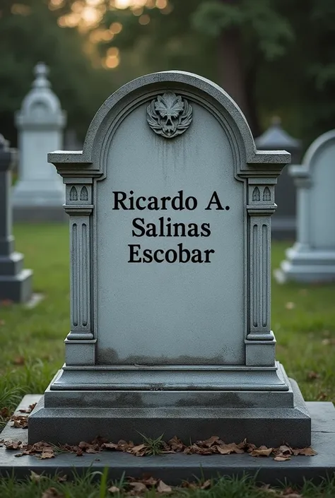 Ricardo A Salinas Escobar written on a tombstone 