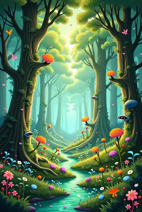 an animated forest 