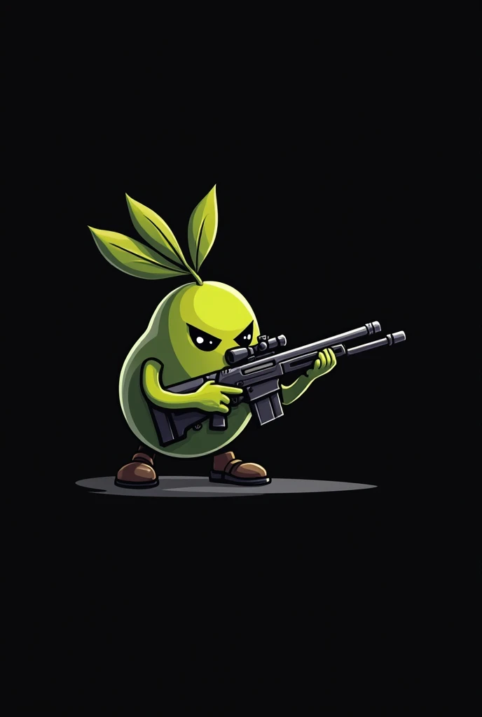 An olive with a sniper rifle for a gamer logo design
