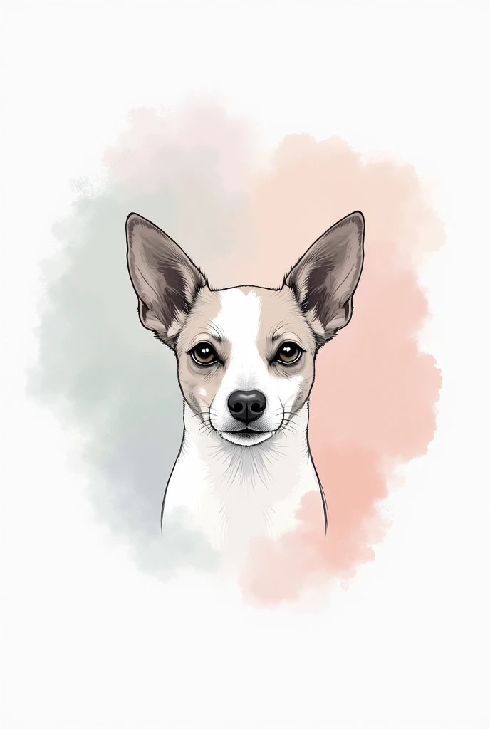 "Generate a pet portrait with a minimalist, sketch-like depiction of the pet’s face, set against a soft, pastel watercolour splash background. The sketch should be clean and simple, with the watercolour splash adding a touch of elegance. Use light pastel c...