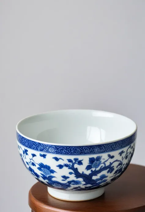 painting, Describing a display stand，A broken blue and white bowl is placed on top, 青花porcelain, Bowl, Close-up，Angel, Still Life Inspired by the Works of Jan de Vrij, tumblr, Cloisonne, feng zhu, Jinjin, mingchen shen, kan liu, Blue and White, Xue Han, 釉面...