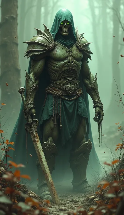 A decaying warrior, with armor and weapons corroded by time. His body is partially skeletal, with remnants of flesh hanging on to old bones. His eyes glow a sickly green, and a putrid aura surrounds him, causing nearby plants to wither and die.
   - **Powe...