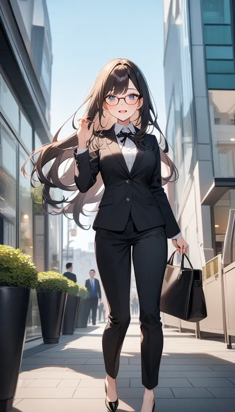 woman、manager、suit、Glasses、pumps、Long Hair、High resolution、beautiful photo