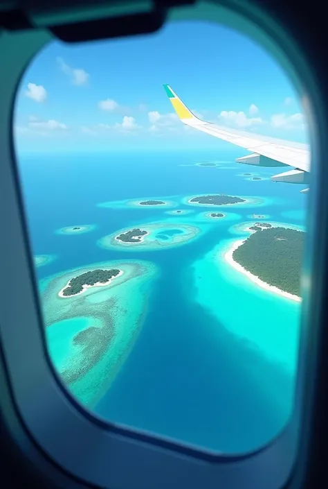 Maldives seen from a plane window
