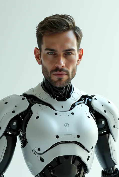 humanoid robot man with human face and male robot man body 