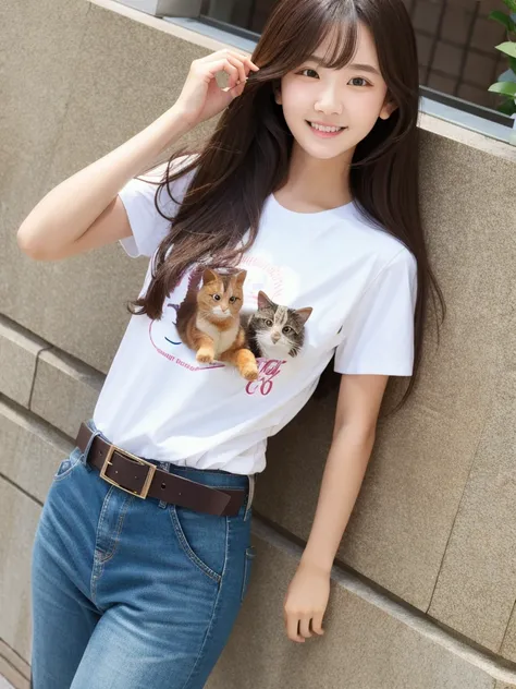 One girl, belt、 t shirt pet