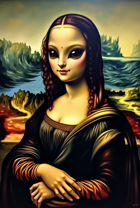 High resolution Monalisa painting making with alien