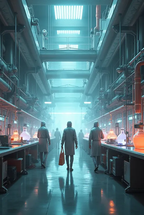 A futuristic scene, Life with chemistry and chemicals, realistic image