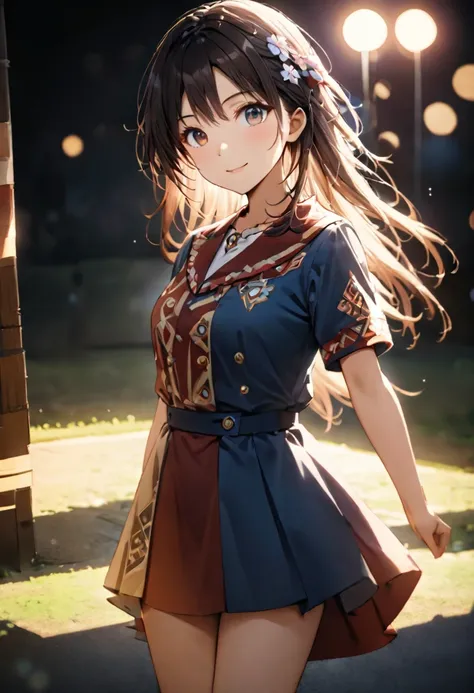 Highest quality,Delicate illustration,Detailed depiction, masterpiece, Boho Eye Hinai Girl, Playful Themes, Group of 2、Two girls、High school girls、Same uniform、Raw photo of a girl in uniform。Decorative details and symbols are often used。, Brown hair gently...