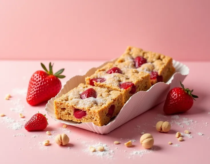 a package of strawberry cereal bars with hazelnut cream 
