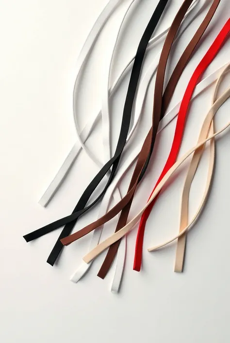 Can you create a poster with lots of colored shoe laces? , white, noir, Marron, rot, beige 