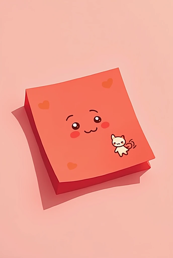 Folded red post-it, Simpler, color red, cute, illustrated