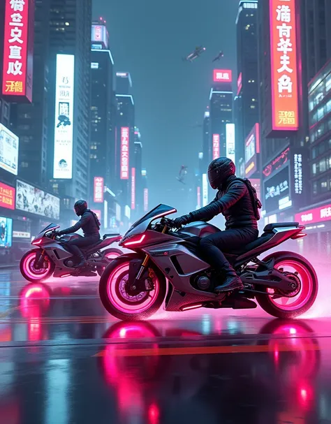 Futuristic neon motorcycles 