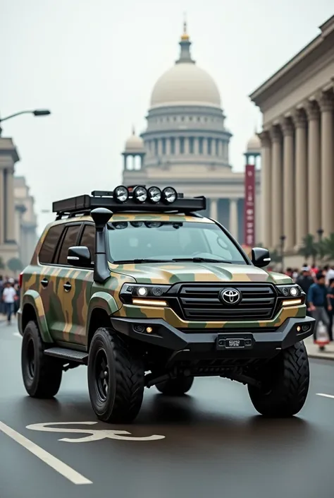 A land cruiser with a army protocol going to Islamabad high court