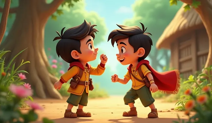 3D Animation Cartoon " Rohaan with his friend.Each child gains different Powers from the stone. They explore and use these powers to help the villagers and animals