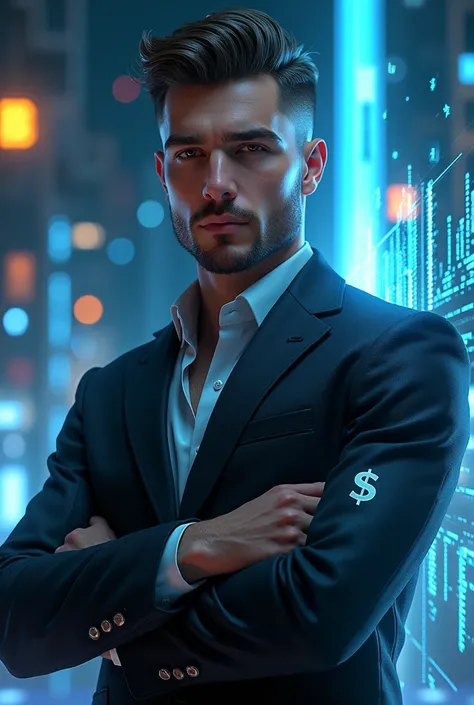 Cryptocurrency male character 