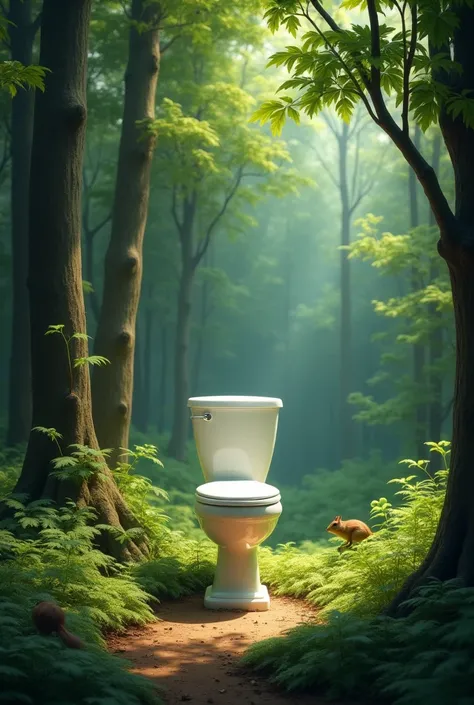 show me a toilet in the middle of the forest


