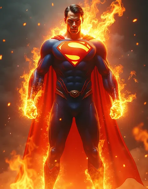 Fire king wearing a super man suit