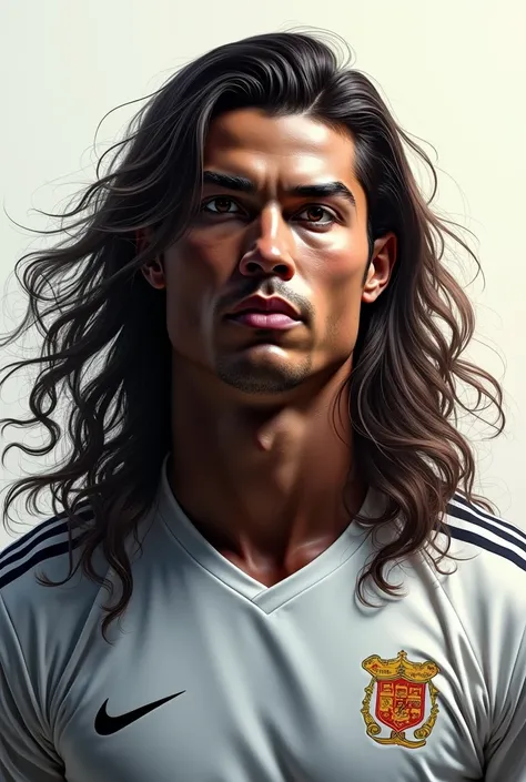 Ronaldo with long hair 

