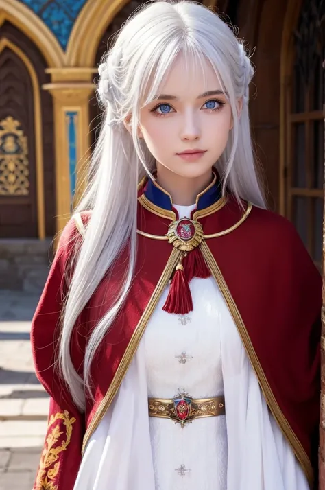 A beautiful white-haired, blue-eyed girl dressed in Gryffindor