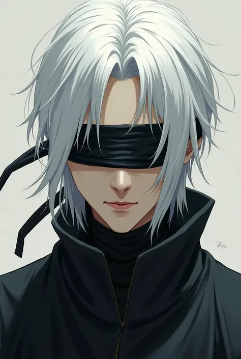 White hair gojo with blindfold