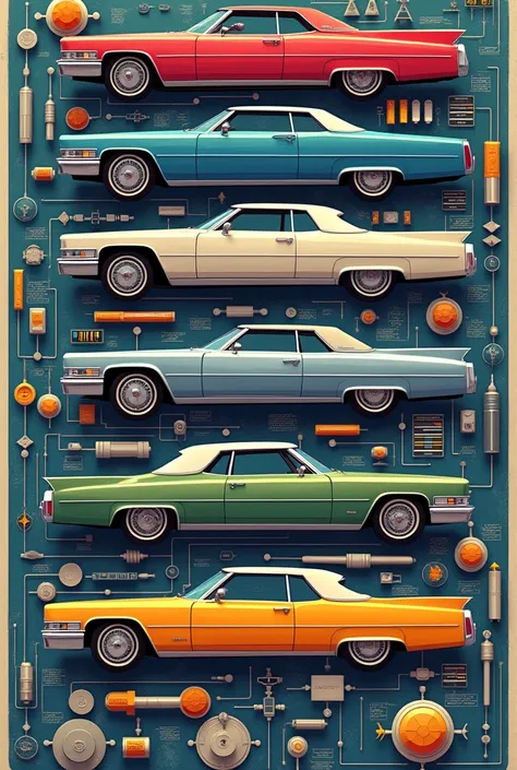 Deep learning model flowchat in colour of cadillac 2 door models from 1960 thru 1970