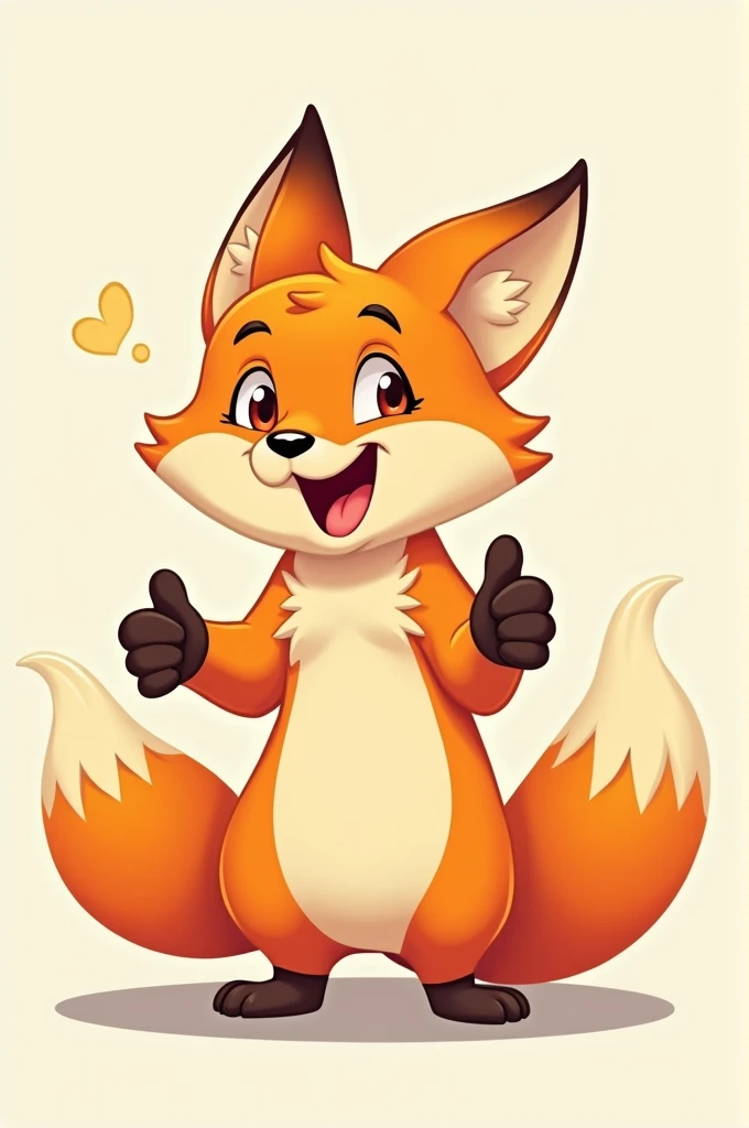 cartoon image of an orange male fox smiling broadly with his thumbs up
