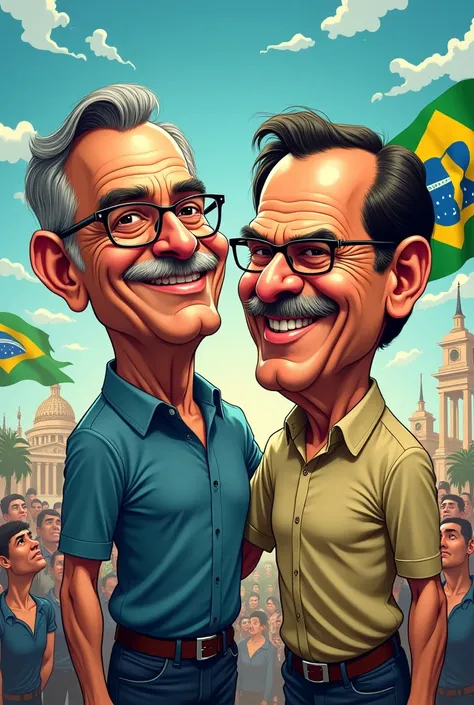 Create a caricature of Lula with Bolsonaro 
