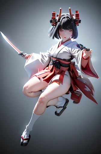 (highest quality)), ((masterpiece)), (very detailed: 1.3), 3d, {(japanese young girl)}, white theme,  (ware a scarlet hakama:1.2), wear shrine maiden anime costume, wears a futuristic Gundam mecha,(Gundam), with headgear, with v-fin , armored shoulders,arm...