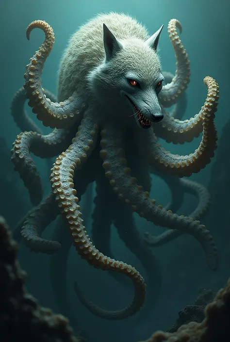 Make a creature which is a mixture of  wolf and  octopus 