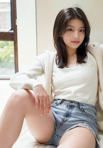 every薄いg modern:1.66, cute japanese women photos, smile, 20-year-old, oil, one length hair＆hair straightening balm:1.55, (photo ...